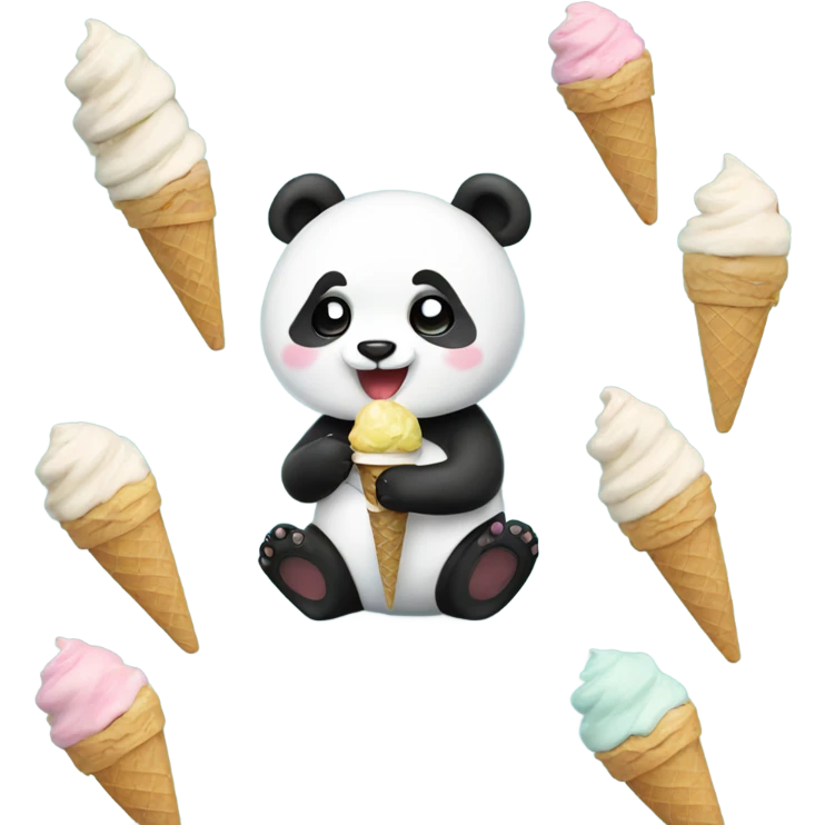 A cute panda eating ice cream  emoji
