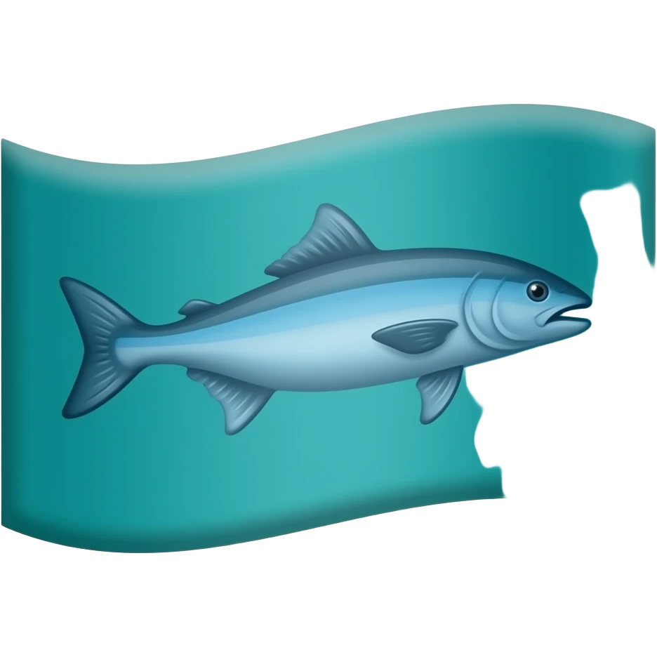a teal flag with a blue salmon in the center, and below the salmon is the letters: SSG emoji