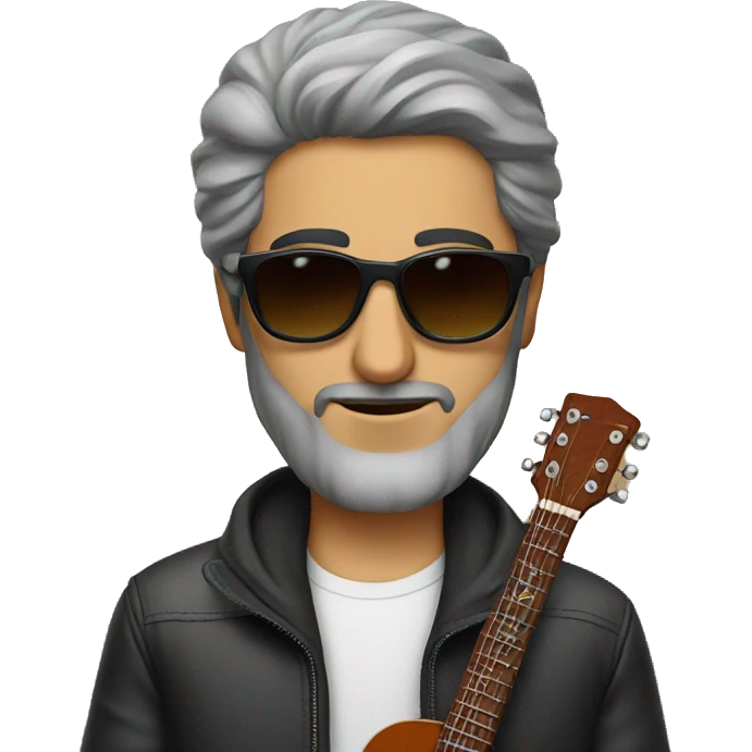 An Iranian man with sunglasses and guitar electronic  emoji