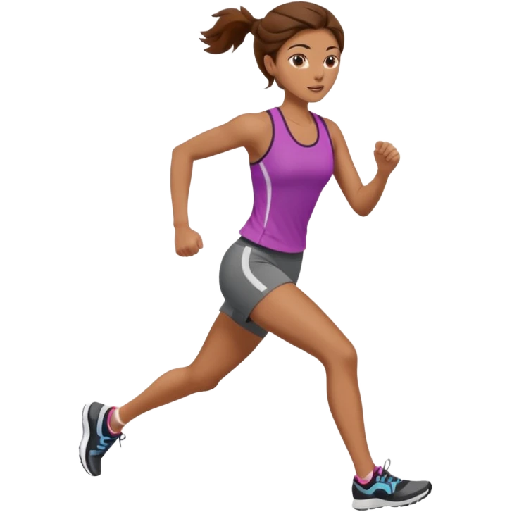Naked woman running with brown hair emoji