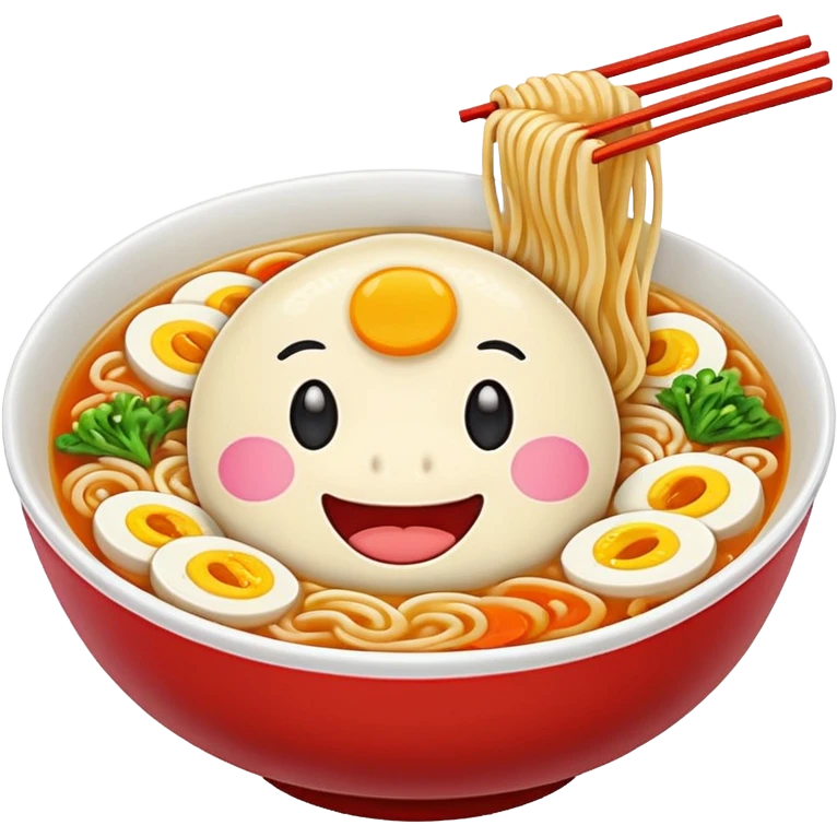Ramen with happy face
 emoji