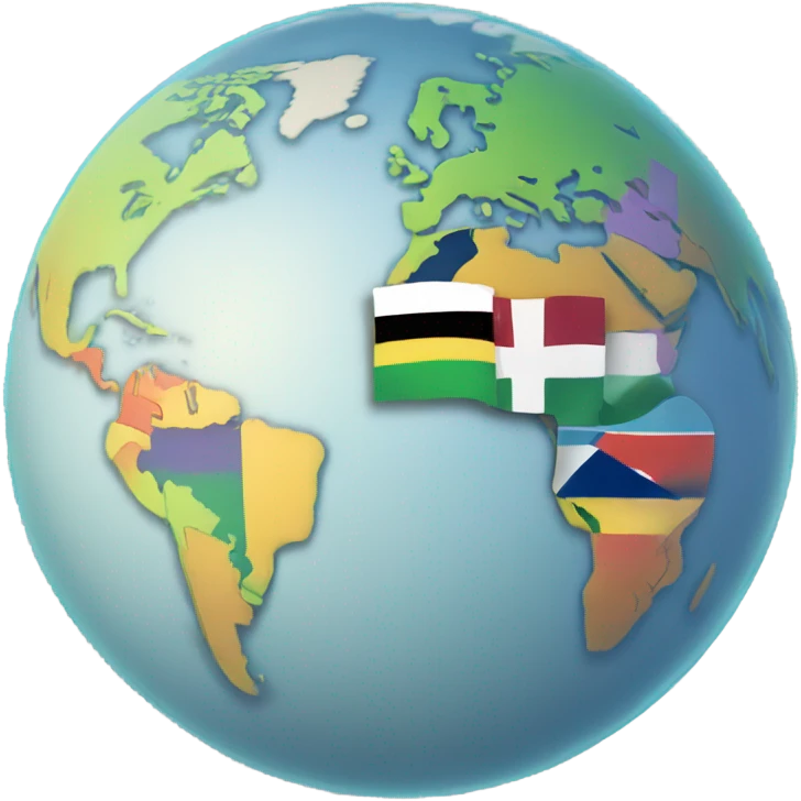 A globe with highlighted countries or a passport-style stamp emoji