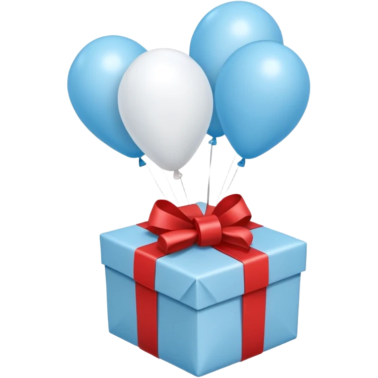 Please make light blue and white balloons too, make several and tie them to a gift emoji