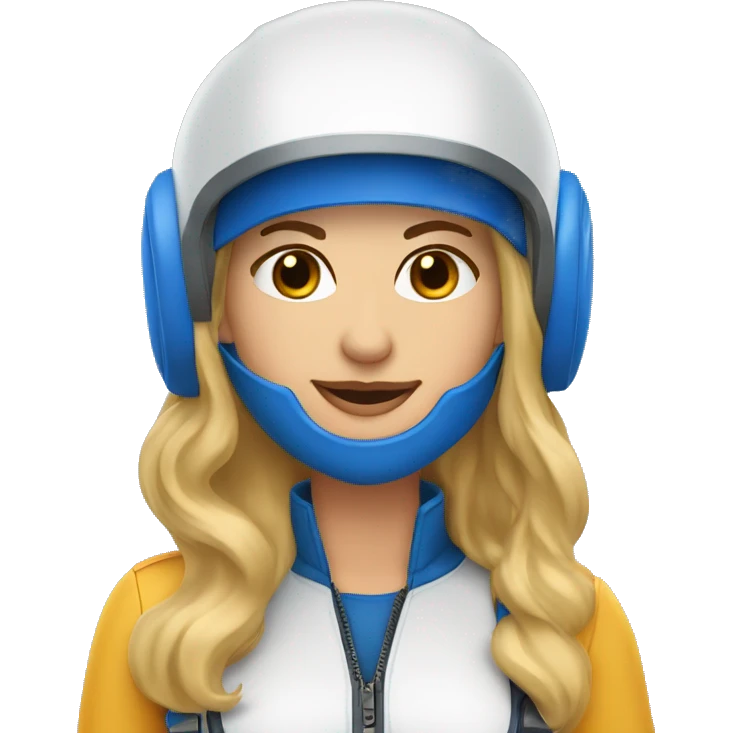 Pretty Honey blonde woman fair skin in blue helmet and blue flight jumpsuit  emoji