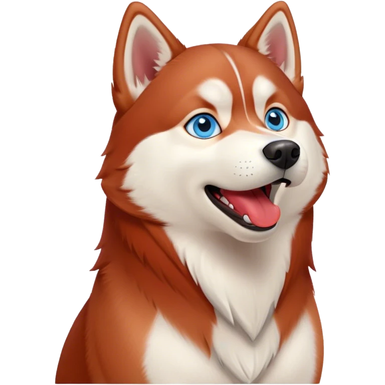cute, disney-style red siberian husky with blue eyes, howling emoji