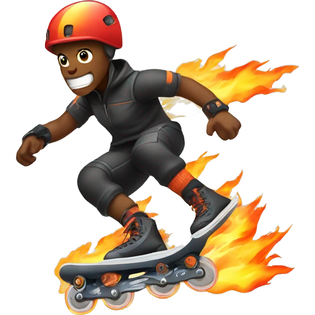 rollerblading with fire and thunder emoji