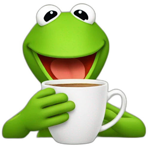 Kermit drinking coffee emoji