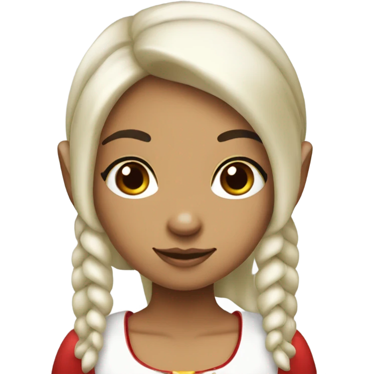 Christmas Elf Girl with dark hair and light skin emoji