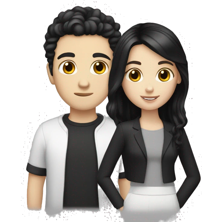 White girl black hair with white boy black hair emoji