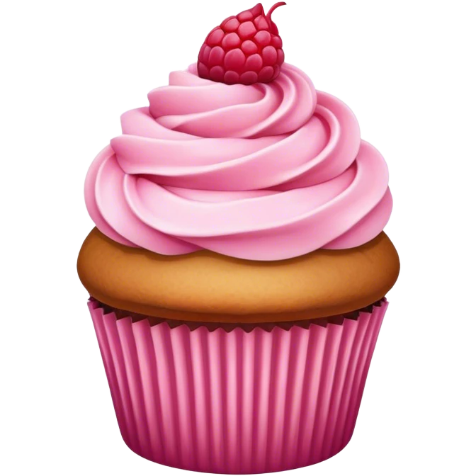 Cupcake with pink raspberry frosting emoji