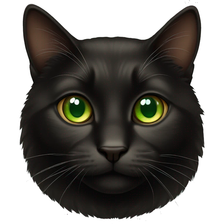 Black-brown Cat with green eyes  emoji
