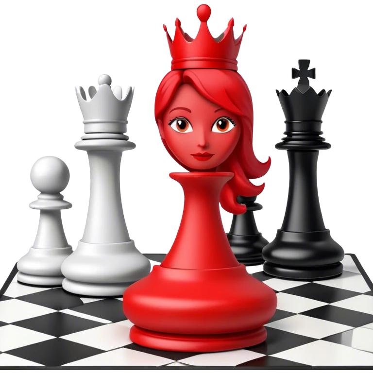 Red queen chess piece on chess square emoji