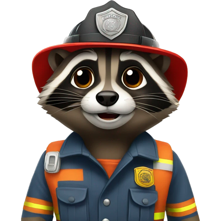 Raccoon dressed as a firefighter  emoji