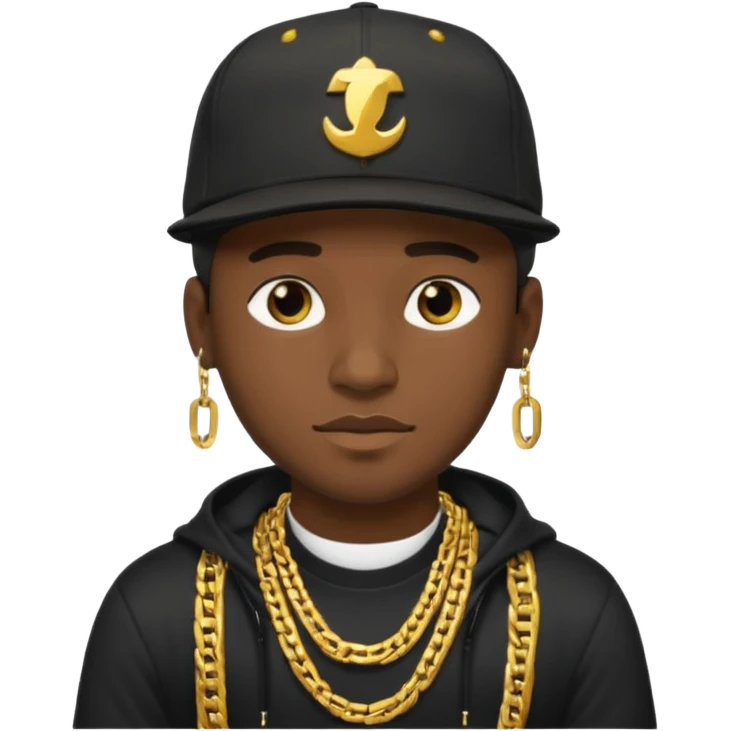 black guy with golden chains and a snapback cap emoji