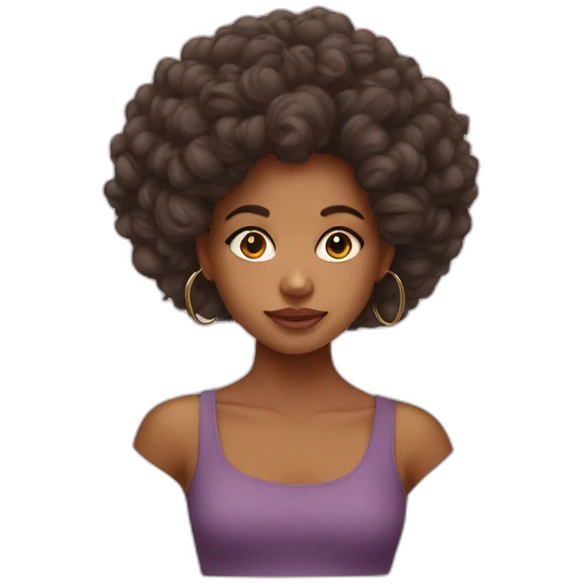a mixed young girl with big hair and hoop earrings emoji