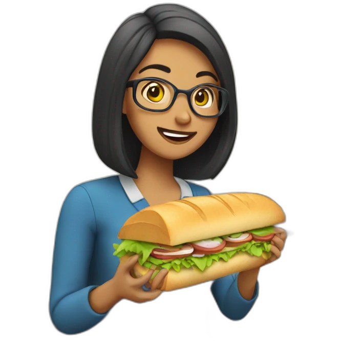 Teacher Lubna eating sandwich emoji