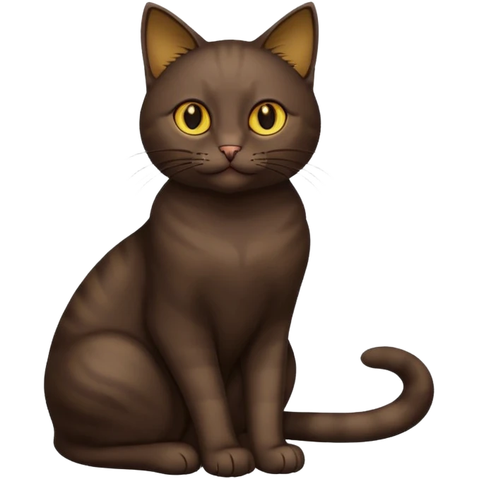 Dark-Brown sitting cat with golden eyes  (full body) emoji