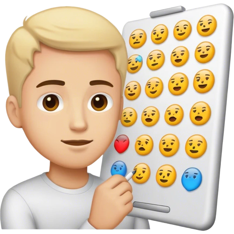 A guy drawing many emojis emoji
