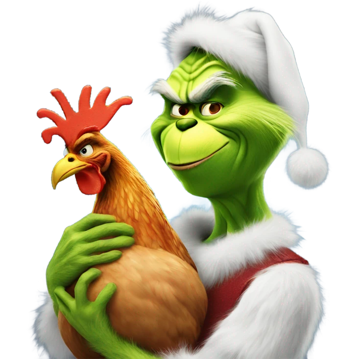the grinch holding a chicken emoji