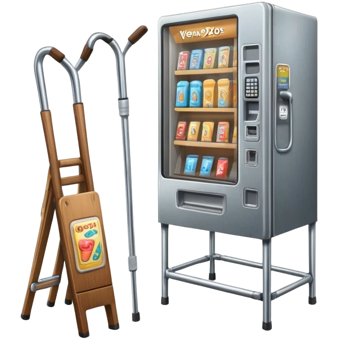 vending machine next to a pair of crutches  emoji