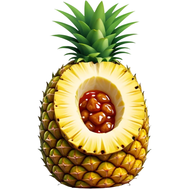 General tso chicken inside of half a cut open hollow pineapple  emoji