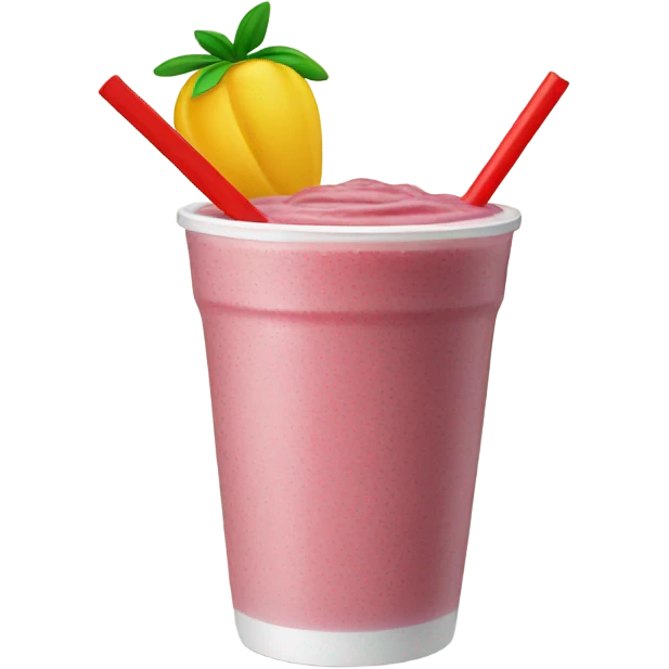 Fruit smoothie in a white cup with red straw emoji