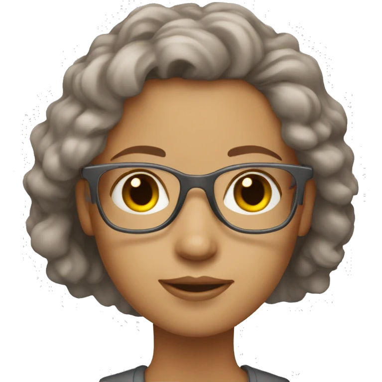 redhead with gray frame eyeglasses amber eyes and light skin emoji