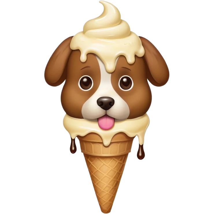 A dog with an ice cream on his head emoji