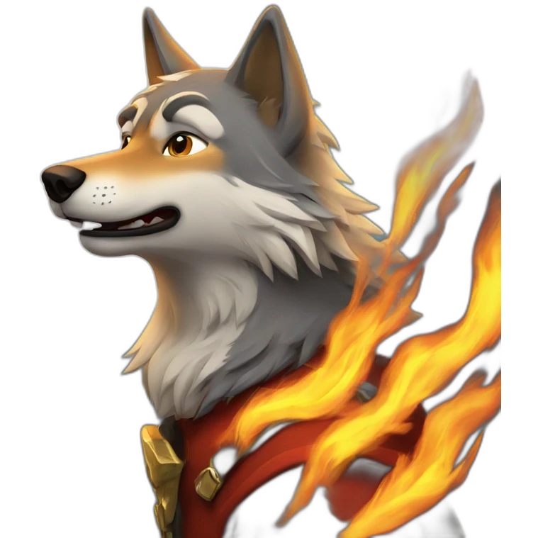 Loup en feu emoji