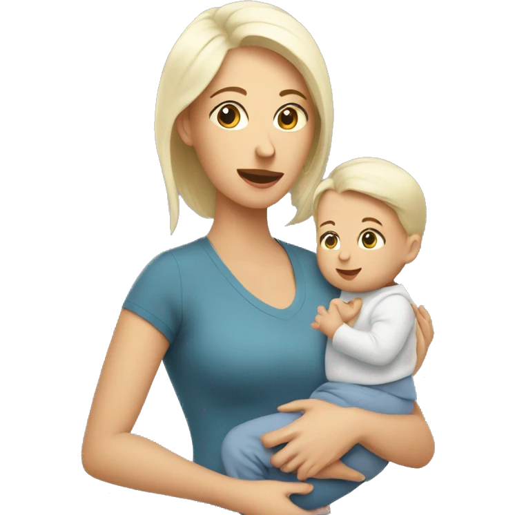 Busy white mom with baby emoji