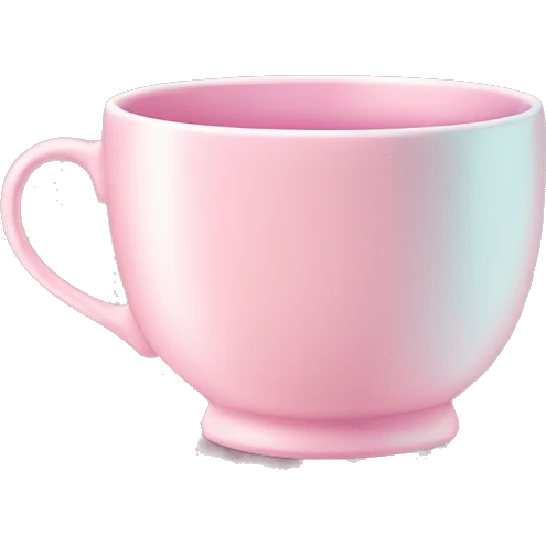 pastel pink tea cup that says “The Big Deal” emoji