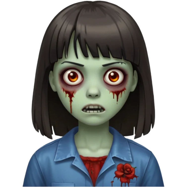 me faça uma garota zumbi de franja com cabelo médio liso emoji