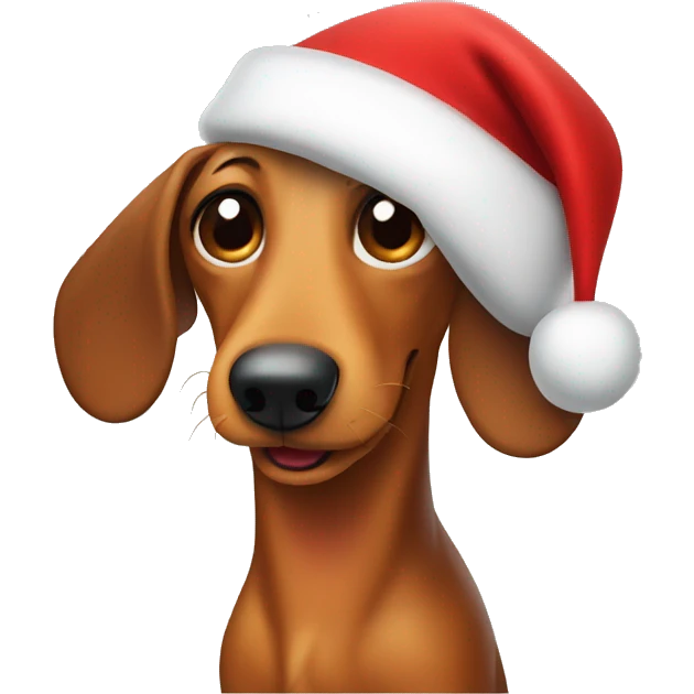 Wiener dog wearing Santa hat emoji