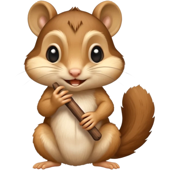 baby chipmunk chewing on a stick emoji