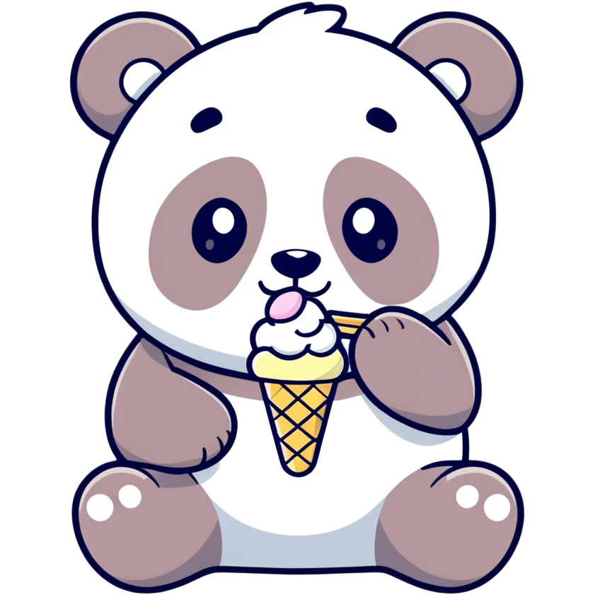 Panda eating ice cream emoji