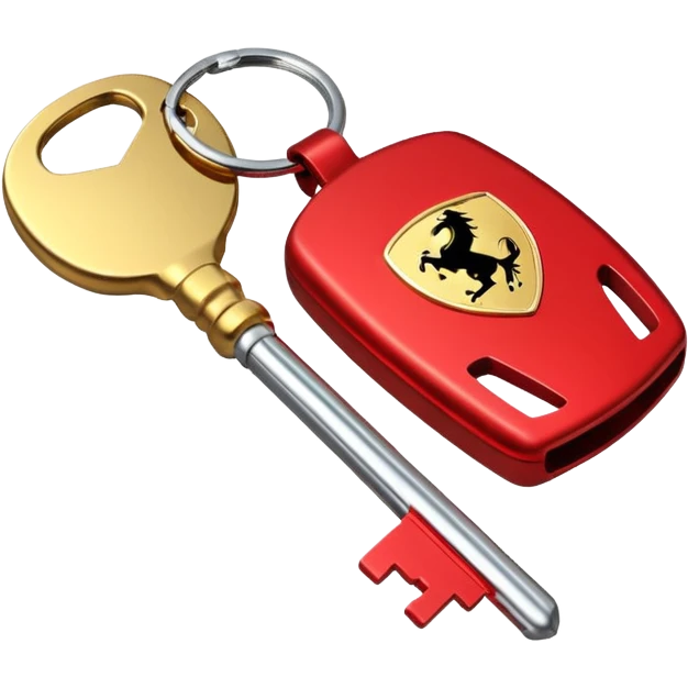 red Ferrari key with a gold background emoji