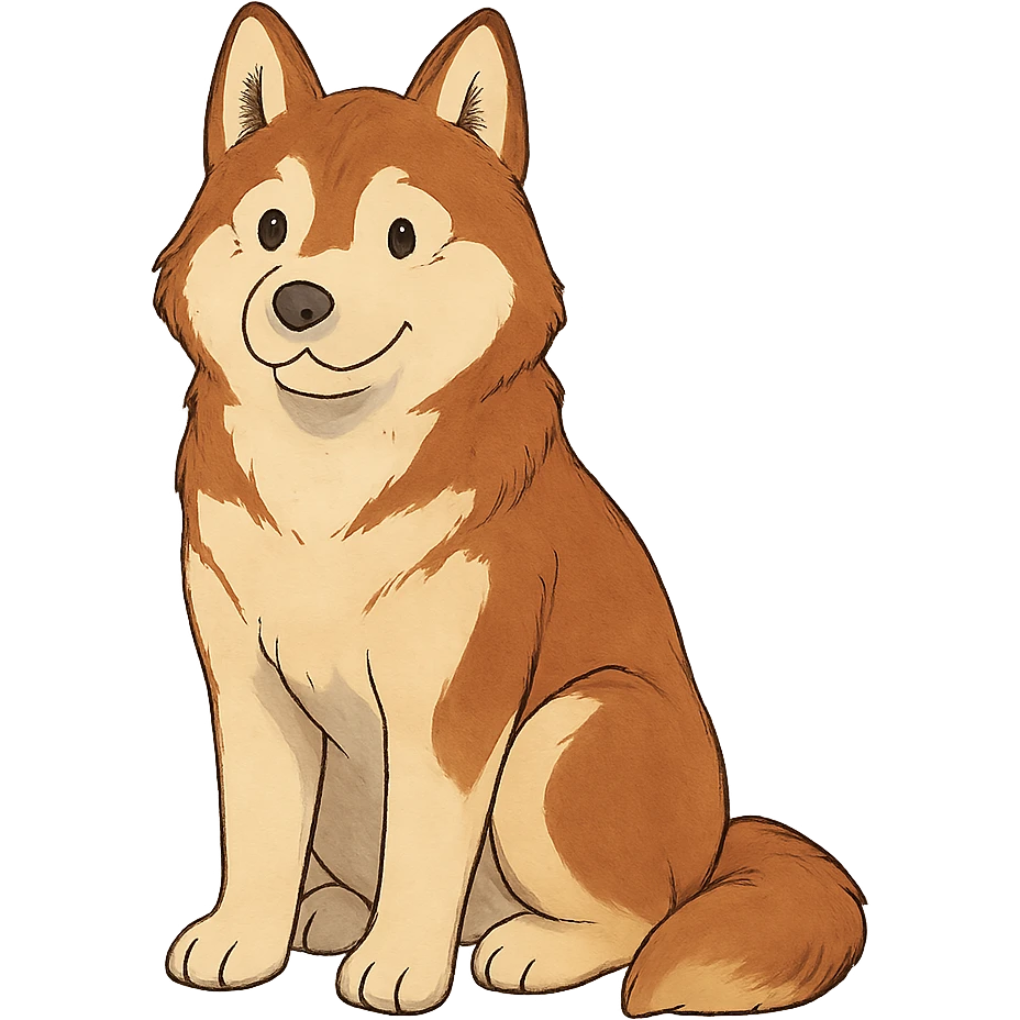 cute red-brown siberian husky sitting emoji