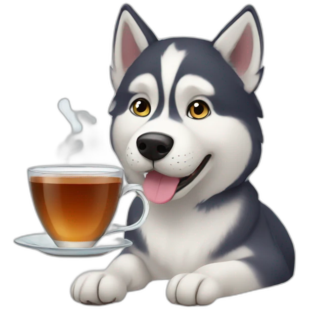 husky with tea emoji