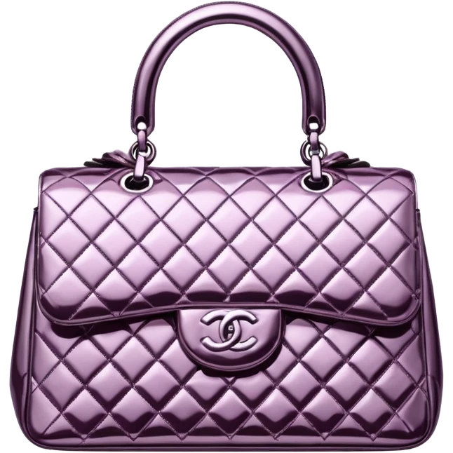rendering, metallic foil glittering appearance, Chanel bag emoji