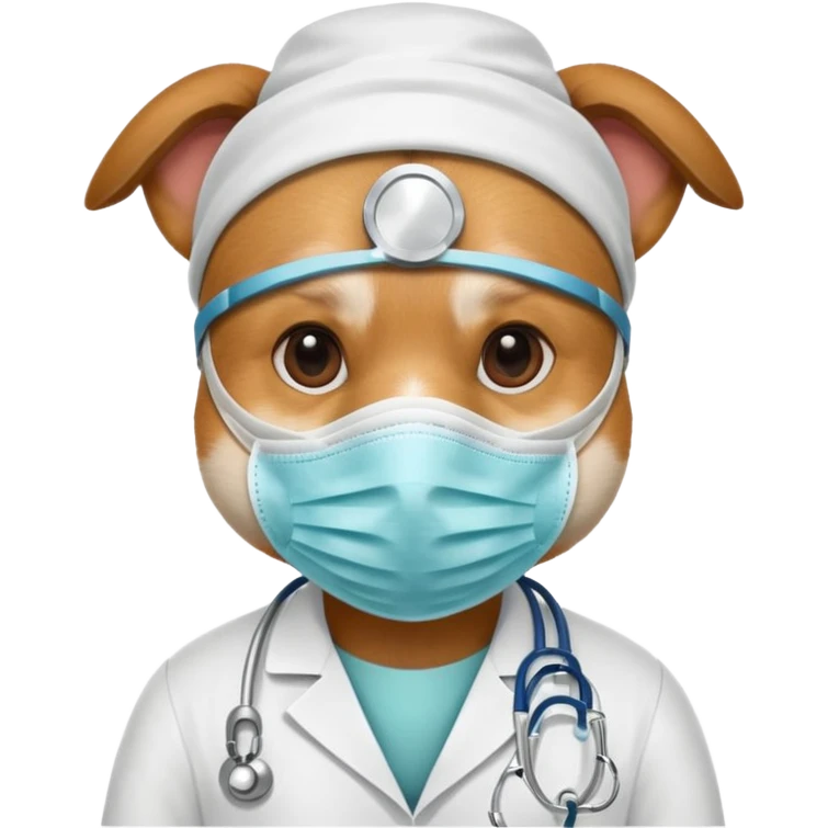 doctor dog wearing medical mask emoji