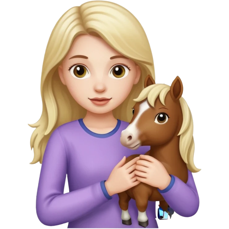 White Girl holding a mini horse  emoji