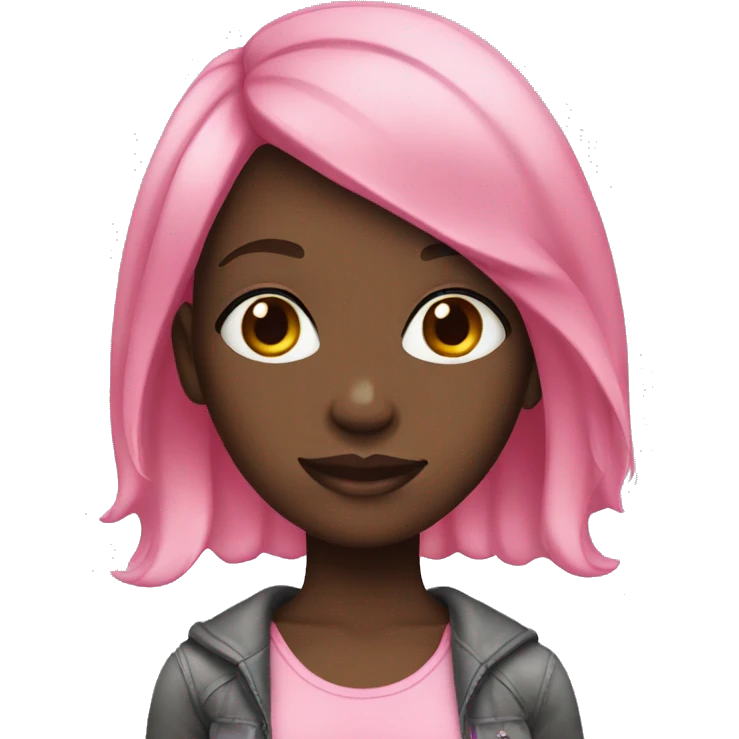 black girl with pink hair emoji