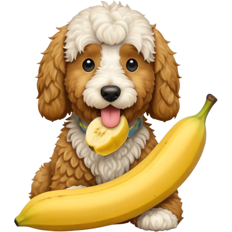 Golden doodle eating a banana  emoji