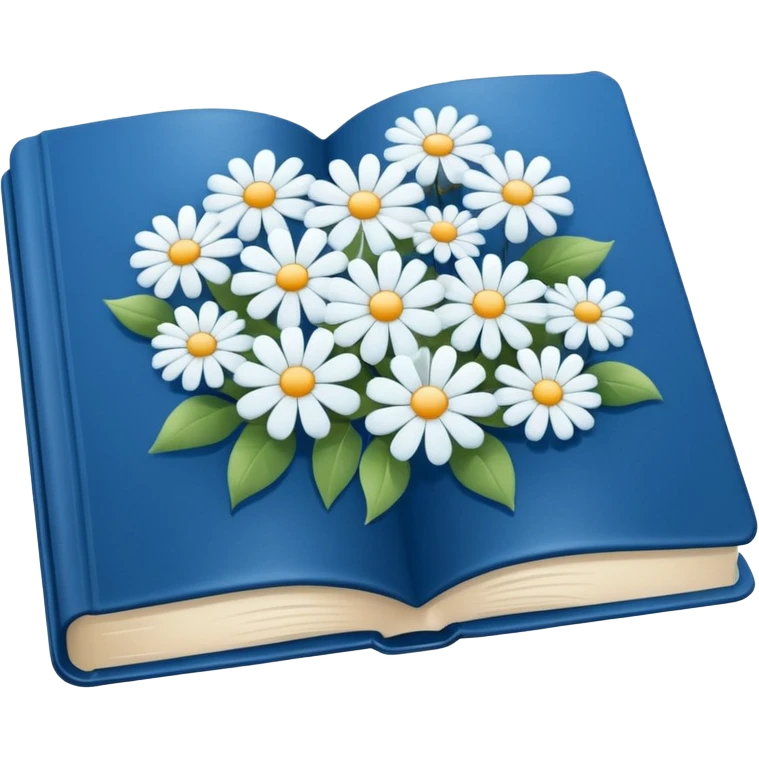 Blue book and white flowers AESTHETIC emoji