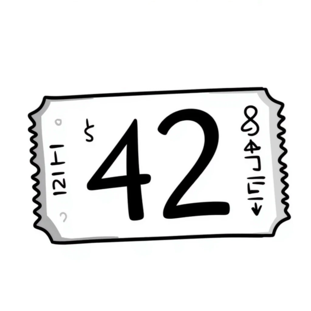 A raffle ticket with the number 42 clearly visible on it emoji