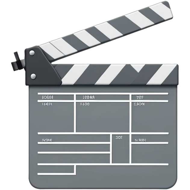 minimalist movie clapperboard with single diagonal line and thin geometric outline emoji