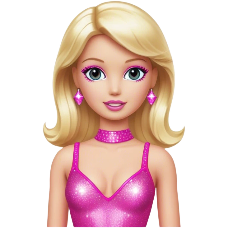 Blonde Barbie pop star wearing sparkly hot pink bodysuit emoji
