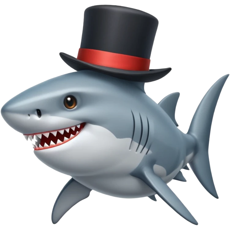 Shark with a top hat emoji