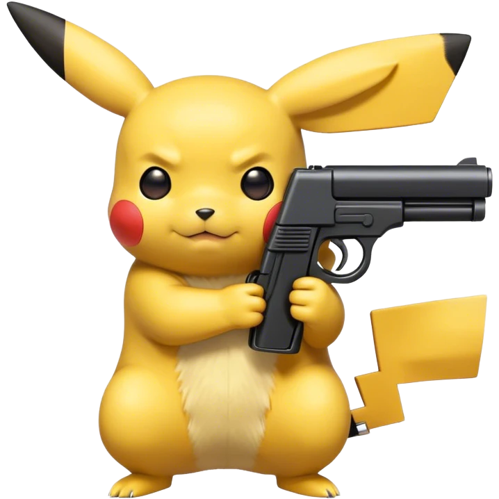 Pikachu holding a black toy gun side view  emoji
