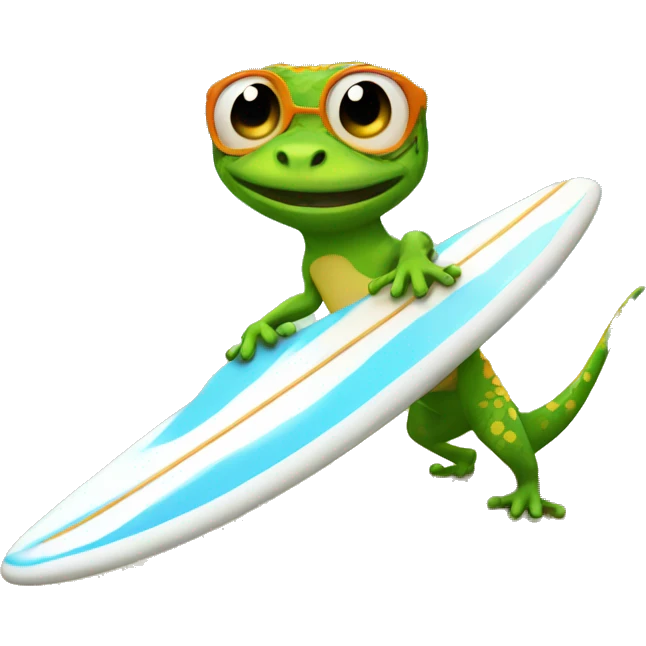 Gecko riding a surfboard emoji